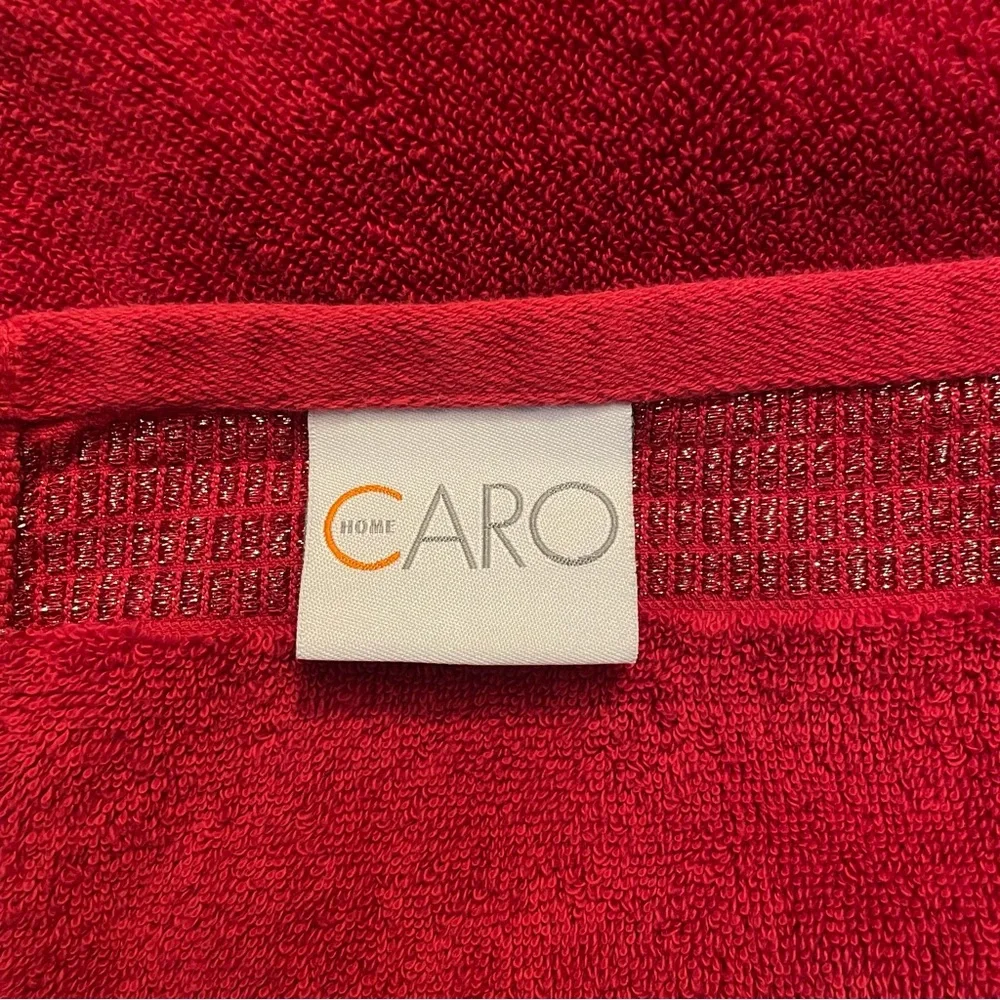 CARO Red Towels with Gold Trim 2 Bath 2 Hand and 2 Wash Towels 6 Pieces - Picture 6 of 7